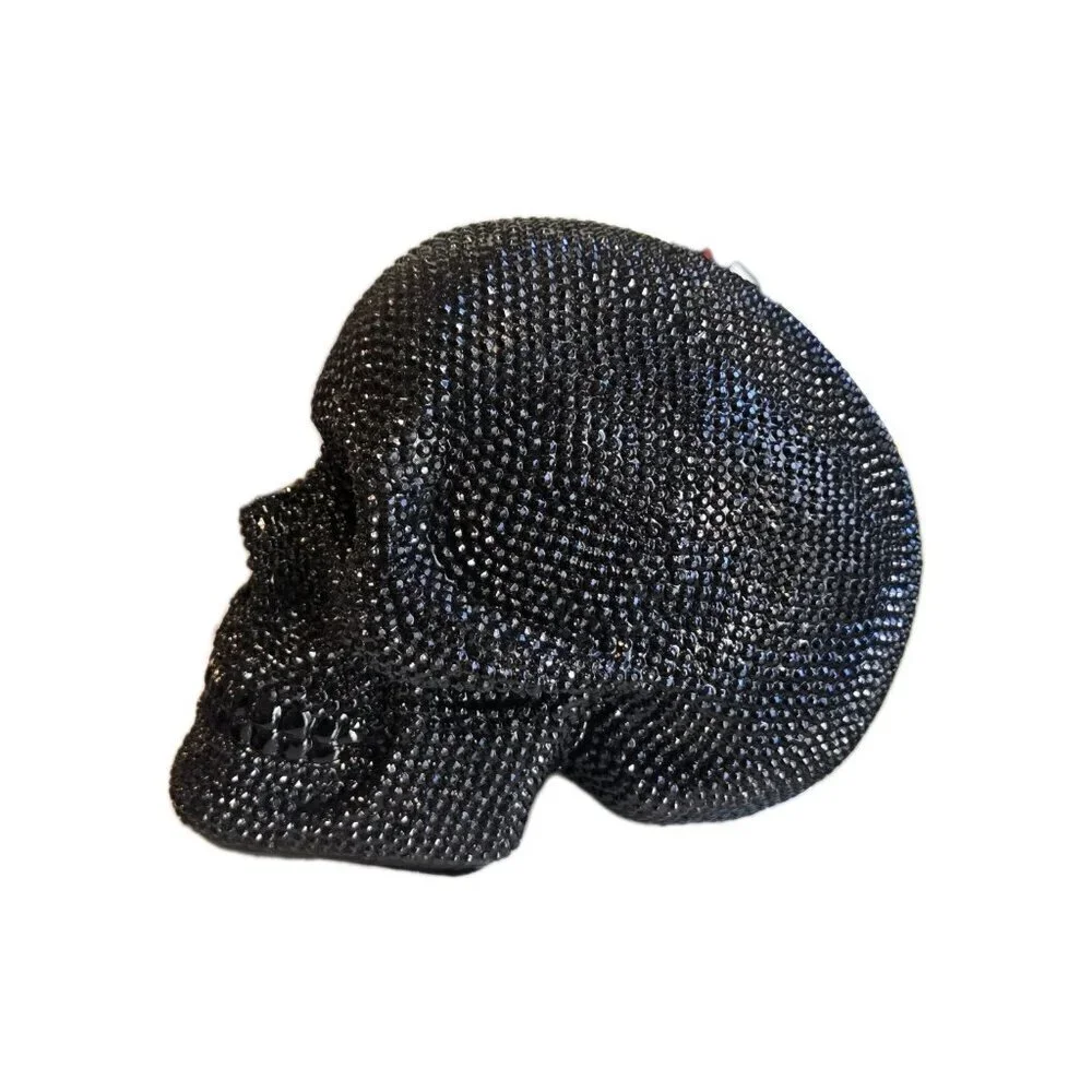 New Black Rhinestone Halloween Skull Room Decor Decoration Figurine Sculpture